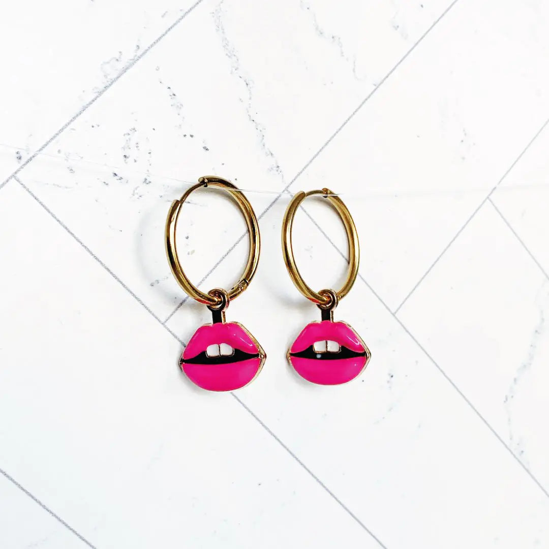 LIZZIE Gold Huggie Lip Drop Earrings