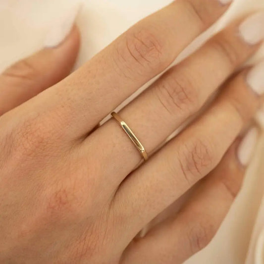 PAULINA Simple And Classic Horizontal Strip Stainless Steel Ring