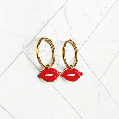 LIZZIE Gold Huggie Lip Drop Earrings