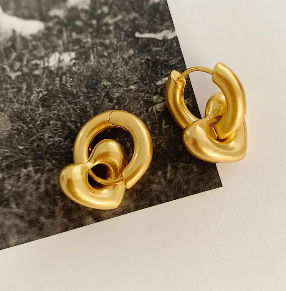 SERENA Gold Heart Hoop Earrings