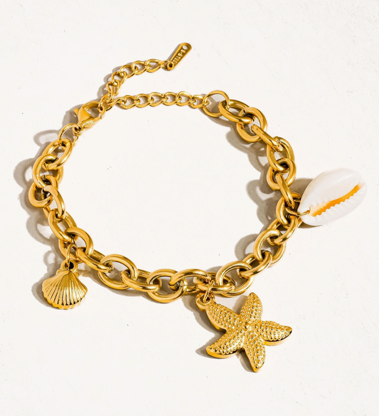 ARIELLE Gold Stars & Shells Chain Bracelet