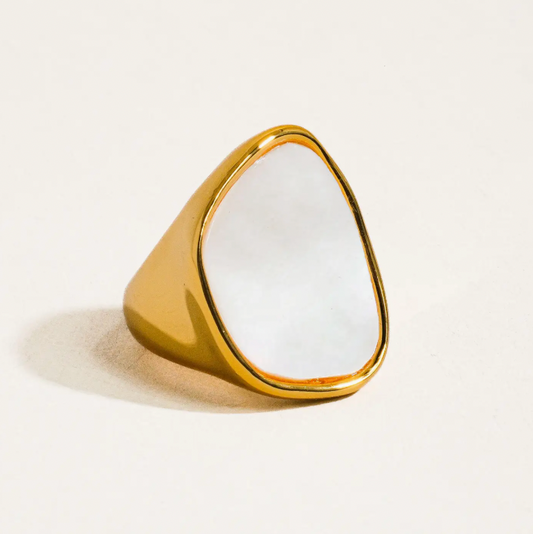 OPHELIA 18K Gold-Plated Mother-of-Pearl Statement Ring