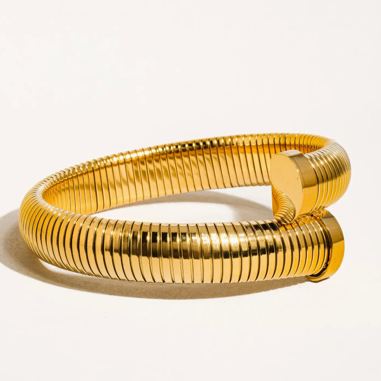 ELARA 18K Gold-Plated Modern Cuff Bracelet