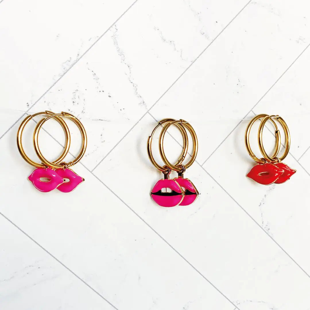 LIZZIE Gold Huggie Lip Drop Earrings