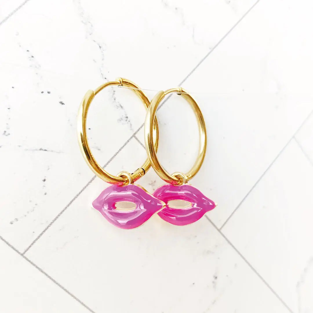 LIZZIE Gold Huggie Lip Drop Earrings