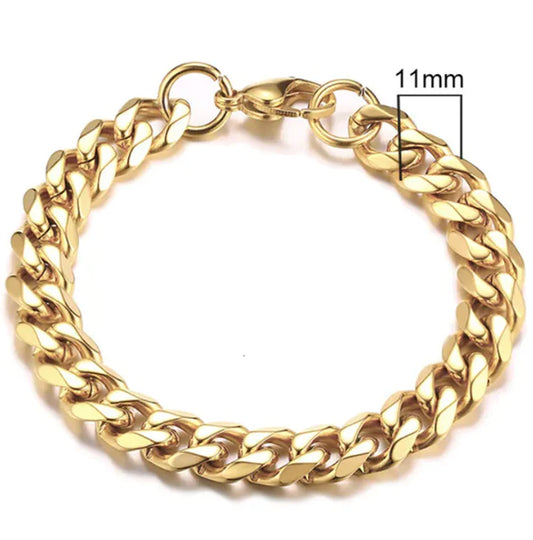 Gold Plated Steel Cuban Bracelet for Men